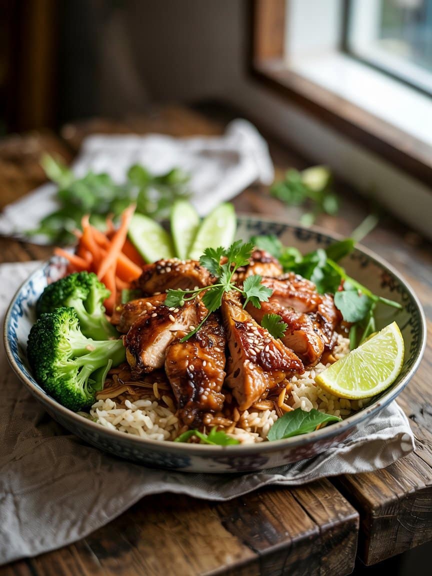 Sticky Chicken Rice Bowls Recipe