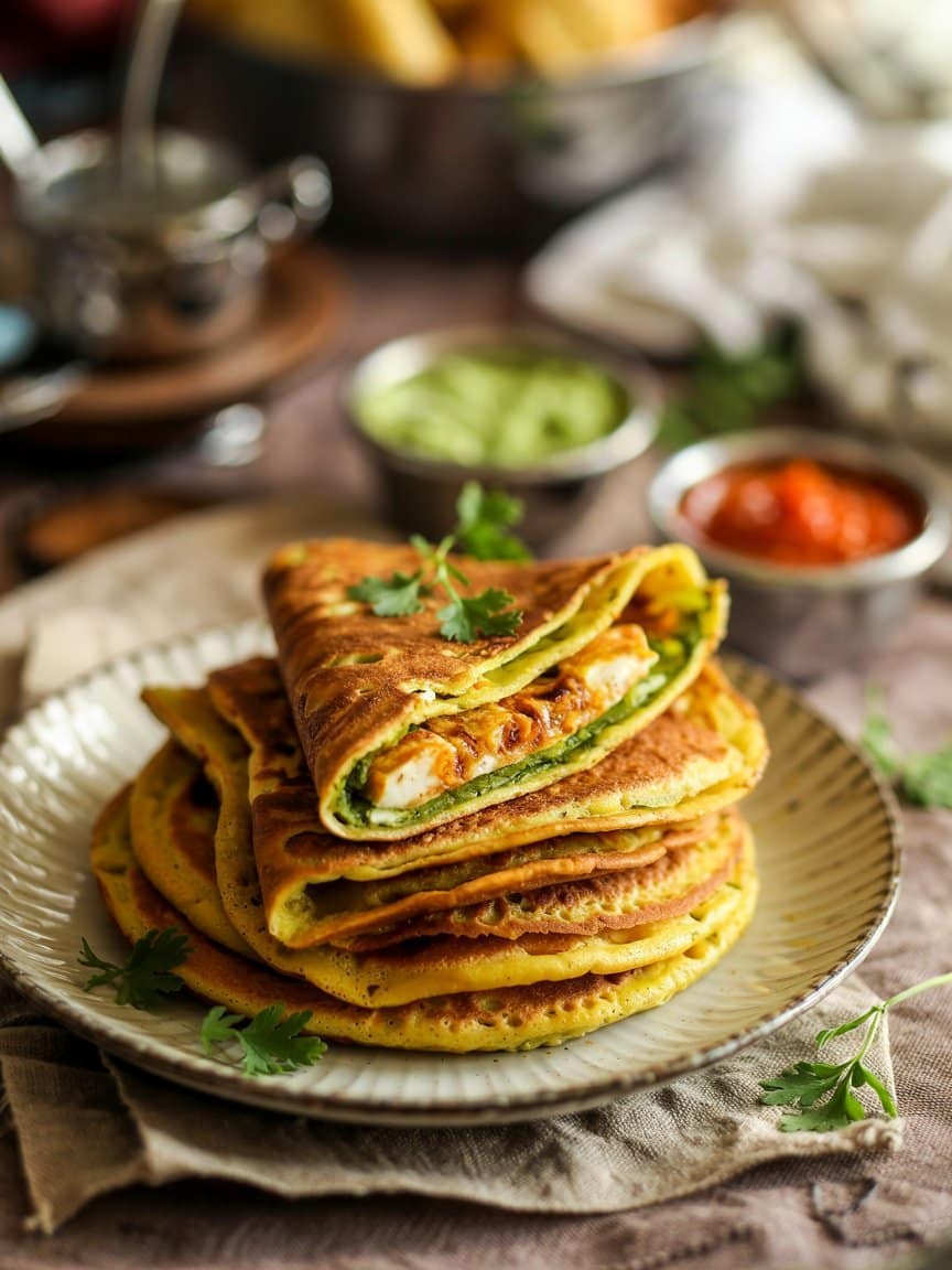 Besan Chilla with Paneer Stuffing Recipe