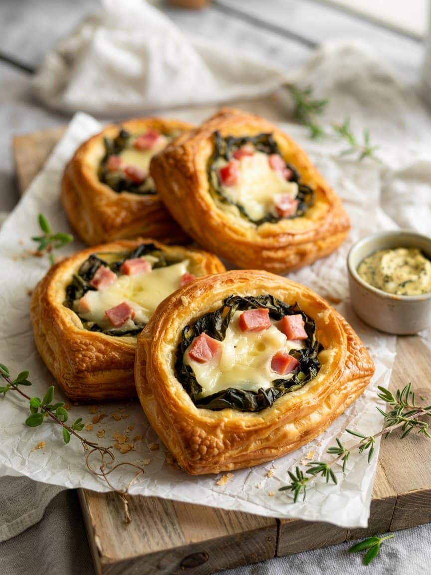 Ham Cheese and Spinach Puffs Recipe